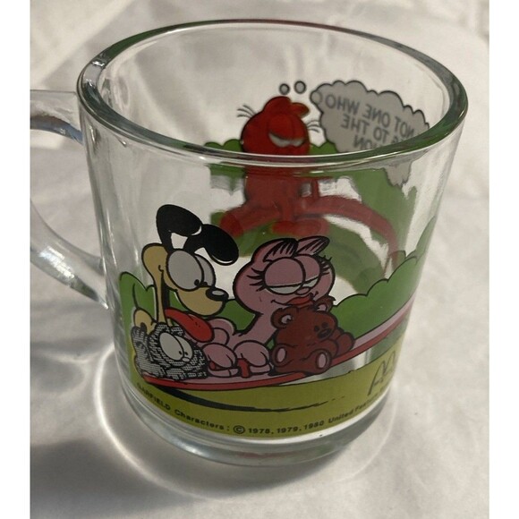 Garfield Glass Mug Cup McDonald's “I'm Not One Who Rises” Vintage Anchor Hocking - Picture 1 of 9